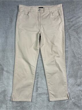 Caroll Paris‎ Women’s Size 42 Beige Cotton Stretch Cropped Ankle Pants - Casual